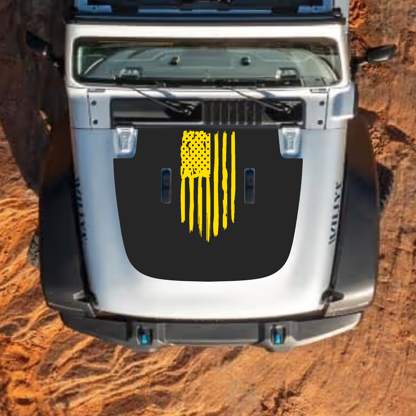 CarCode hood decal for Jeep Wrangler JL, JLU, Gladiator JT, standard hood, style #07, stylish decal for 2018+ models