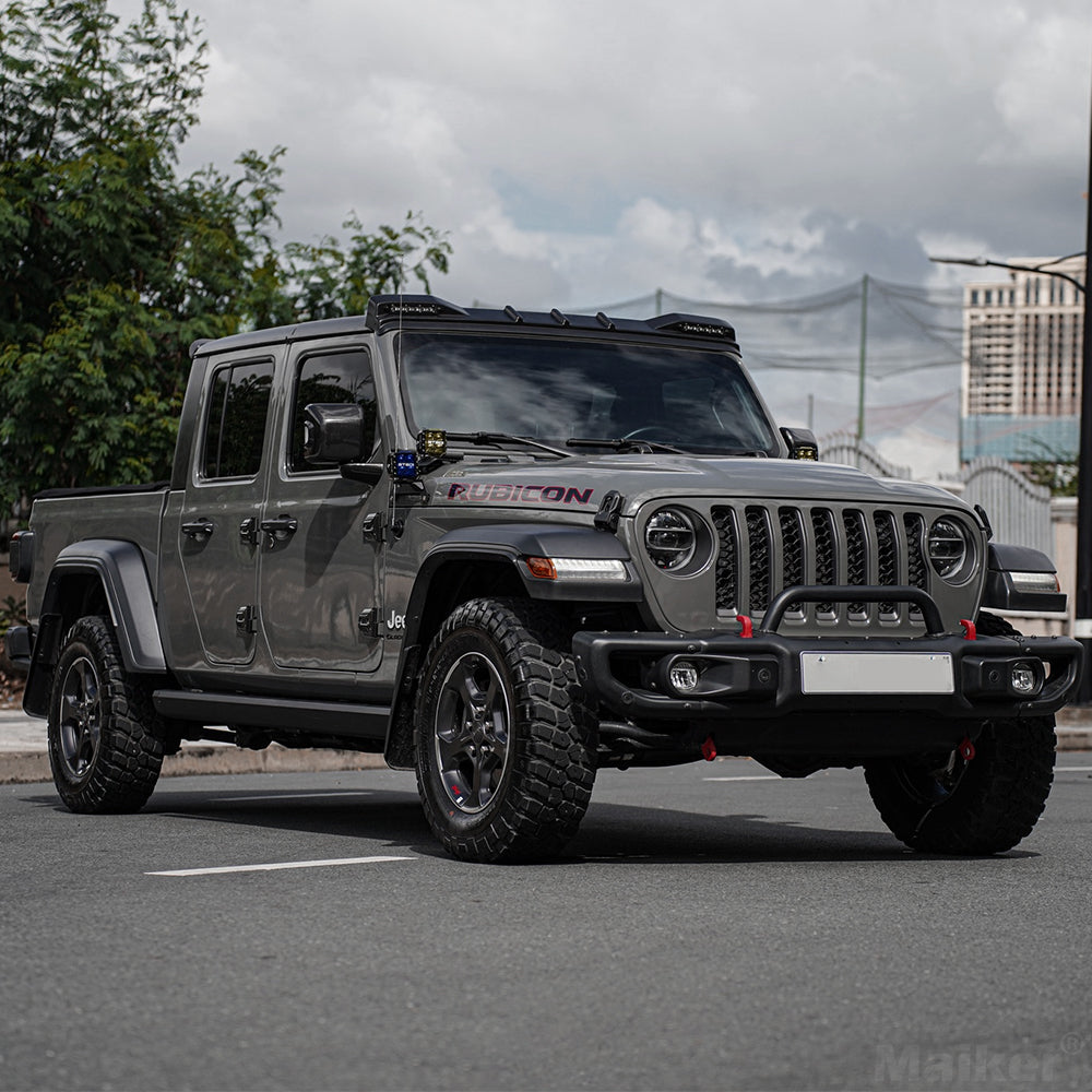 4X4WAVERS Horns Style Front Roof Spoiler with LED Light - Jeep Wrangler JL/JLU/4XE/JT 2018+ - 4X4 WAVERS