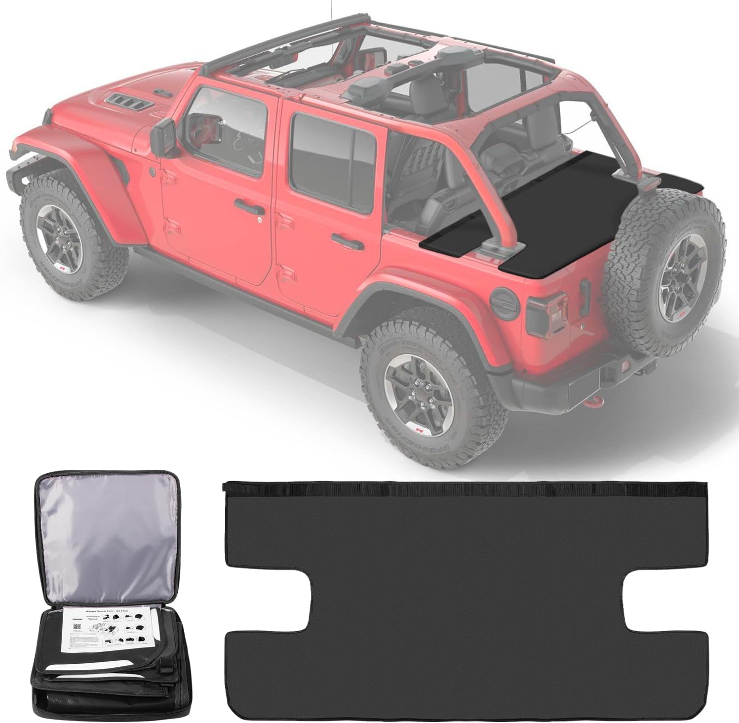4X4WAVERS Tonneau Trunk Top Cargo Cover - Jeep Wrangler JLU/4XE (4 doors only) 2018+ - 4X4 WAVERS