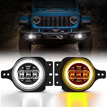 4X4Wavers 4 Inch Led Fog Lights with DRL Amber Turn Signal Lights - 4X4 WAVERS