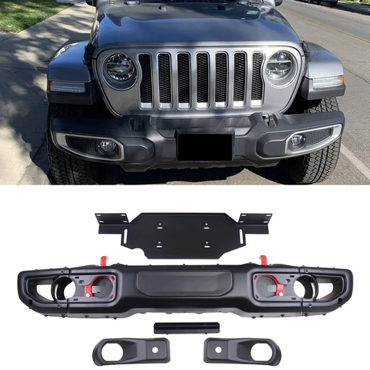 4x4wavers Front Bumper - 10th Anniversary Style without Sensor Holes - for Jeep Wrangler JL/JLU/4XE/JT-Gladiator 2018-2024 (fits 4 Doors & 2 Doors) - 4X4 WAVERS
