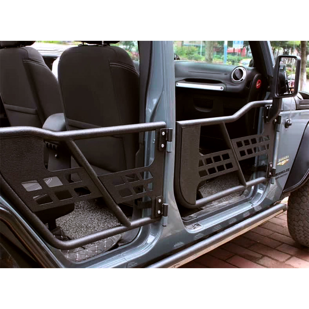 4X4WAVERS Tubular Half Doors with Side Rearview Mirrors - Freedom Style - Jeep Wrangler JLU/4XE 2018+ - 4X4 WAVERS