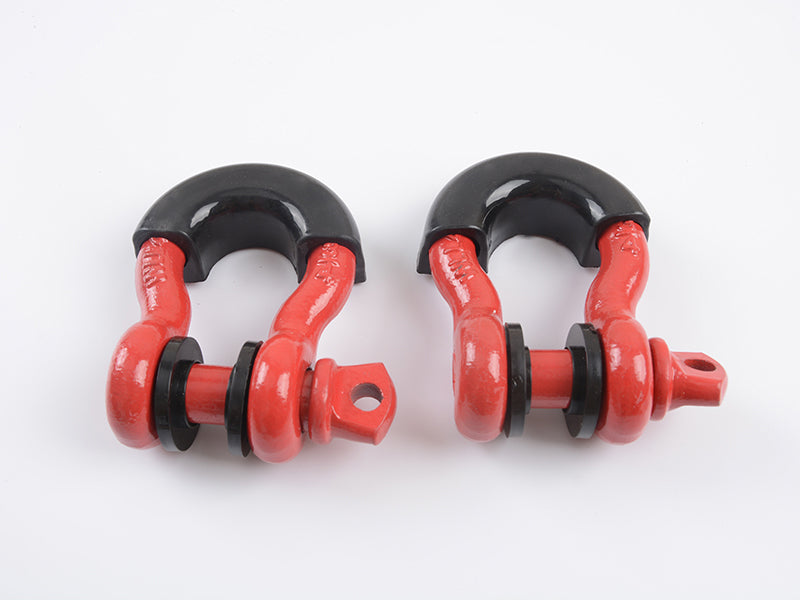 4x4wavers Red D-Ring Shackle with Black Cover(2pack) for all Jeep Wrangler - 4X4 WAVERS