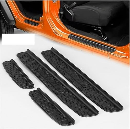 4x4wavers Door Sill Entry Guard with Wrangler Logo for Jeep Wrangler JLU / 4XE 2018 - 2025 (fits 4 Doors only) - 4X4 WAVERS