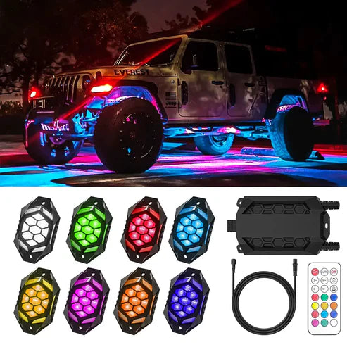 4X4Wavers New Upgraded RGBW LED Rock Lights Kit, 8 Pods - 4X4 WAVERS