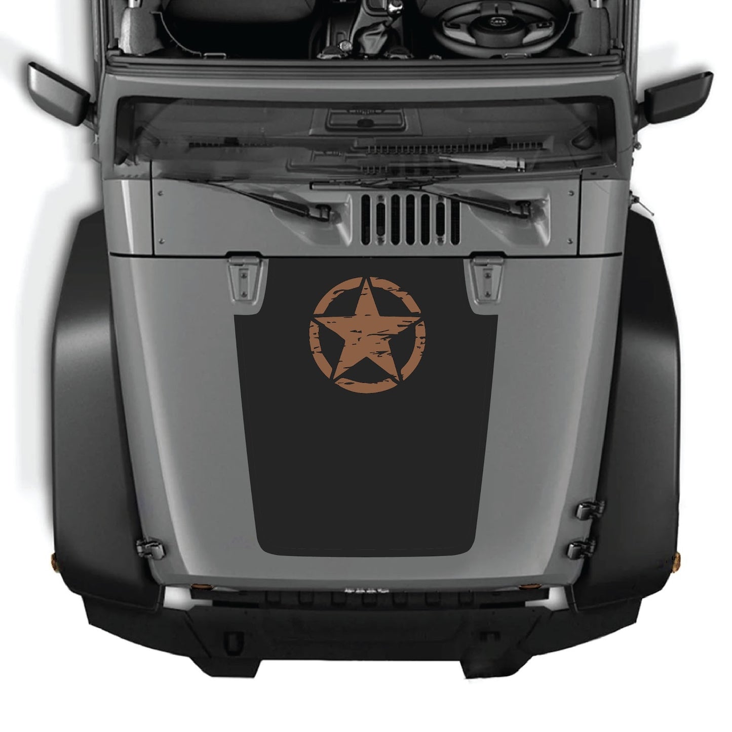 CarCode Jeep Wrangler JK/JKU hood decal in style #45, black and white graphic design on the vehicle's hood.