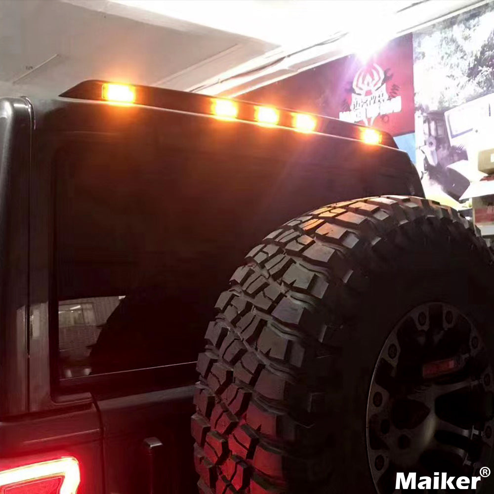 4x4wavers Rear Roof Spoiler/Tail Wing Roof Amber LED Lights Jeep Wrangler JL/JLU/4XE 2018-2025 - 4X4 WAVERS