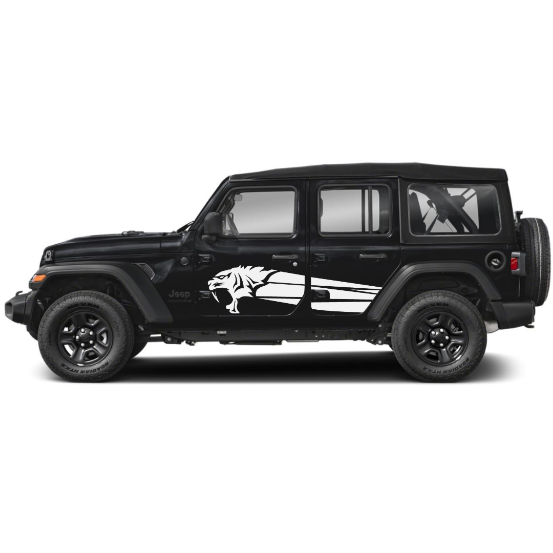 Ridge Wolf Side Decal Kit – Cut Avery Vinyl (Black/Grey/White/Red/Blue/Yellow) for Wrangler JL/JLU/JK/JKU/4xe & Gladiator JT – Pair, Pre-Masked