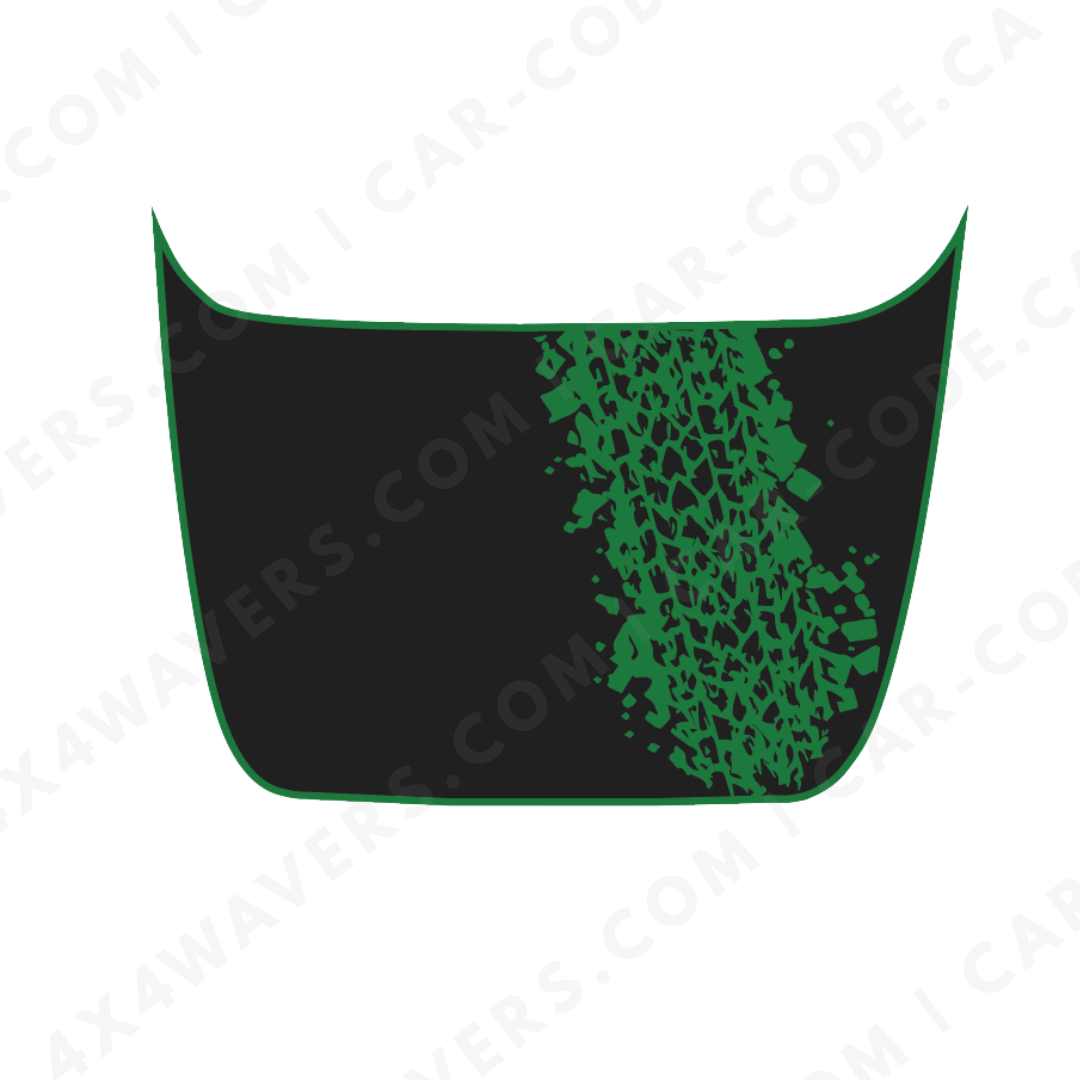 Panneau de capot Ford F-150 Raptor – Trace de pneu diagonale (bordure d'accent) – 2017–2025 – Vert/Bronze/Gris/Bleu/Rouge – Vinyle découpé mat imprimé 3M ou Avery