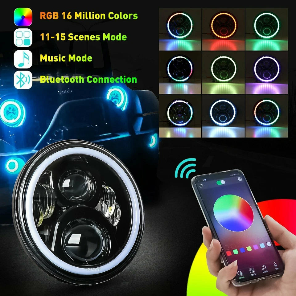 4X4Wavers 7 inch RGB LED Headlight and 4 inch RGB Fog Lights - 4X4 WAVERS