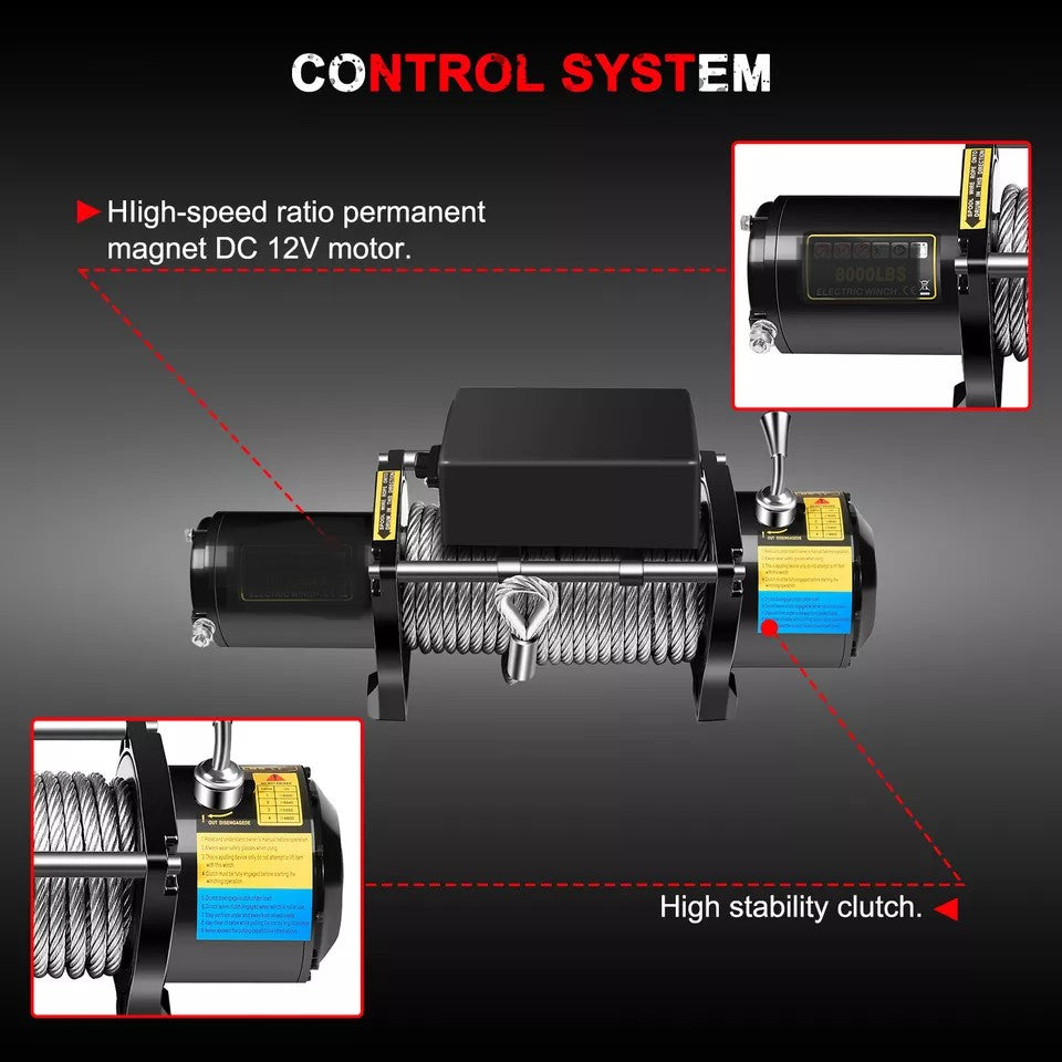 4X4Wavers Heavy Duty 20,000 lbs 12V Electric Offroad Winch with wireless remote - Steel rope - 4X4 WAVERS