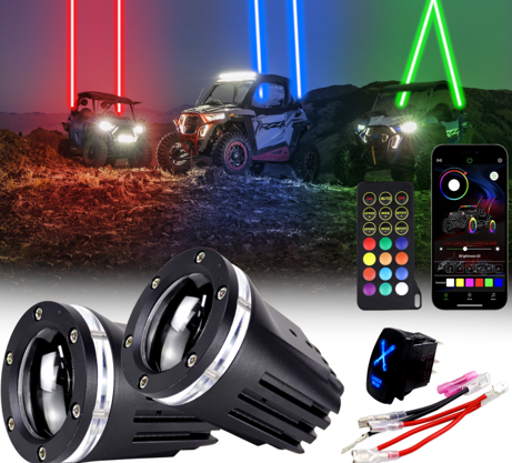 4X4Wavers LED Tail Light off Road Chasing Light LED Laser Whip Light - 4X4 WAVERS