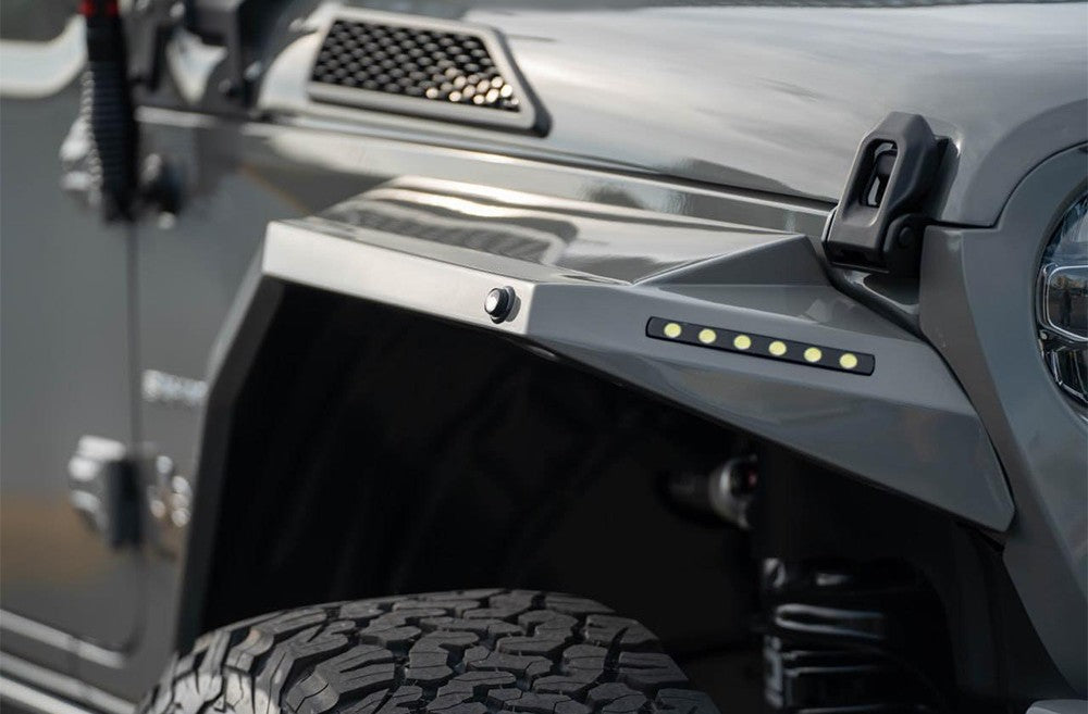 4X4WAVERS Front/Rear Metal Armor Fenders Kit - Sharp Dots Design - Jeep Wrangler JL/JLU/4XE 2018+ - 4X4 WAVERS