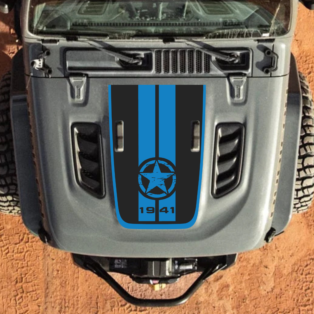 Kit d'autocollants STAR STRIPE 4x4wavers pour capot JL Rubicon – Autocollants en vinyle pour Jeep Wrangler – Fabriqué au Canada