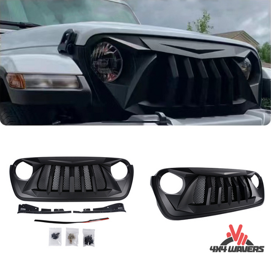 4x4wavers Grille - Curved Angry Style Front Grille for Jeep Wrangler  JL/4XE/JT - 4X4 WAVERS