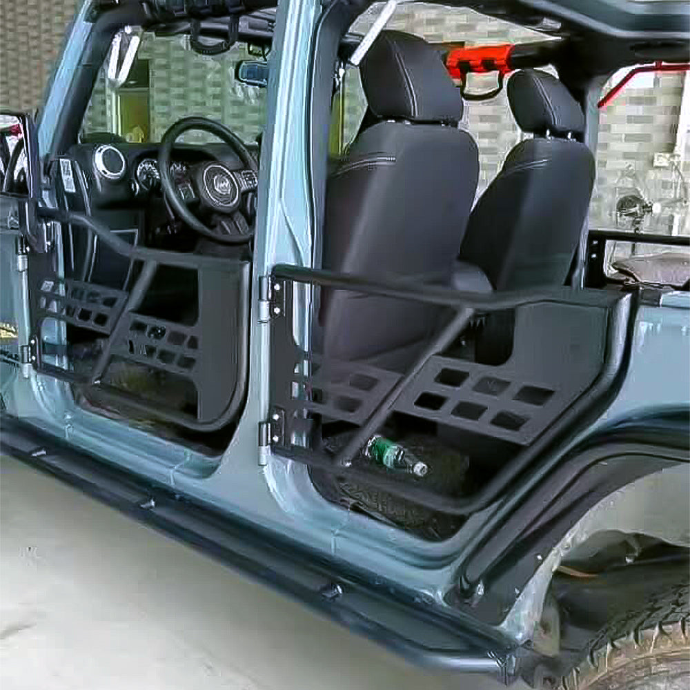 4X4WAVERS Tubular Half Doors with Side Rearview Mirrors - Freedom Style - Jeep Wrangler JLU/4XE 2018+ - 4X4 WAVERS