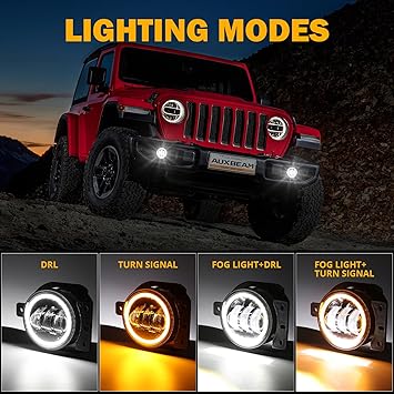 4X4Wavers 4 Inch Led Fog Lights with DRL Amber Turn Signal Lights - 4X4 WAVERS
