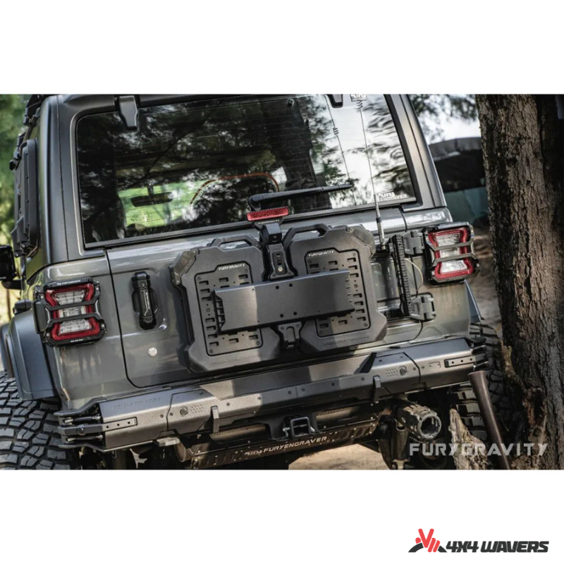 4x4wavers Fury Aluminum Multifunction Box - Tailgate Equipment Integrated Set - Rear Integrated Kit with 2 Gas Cans Tanks and storage with numeric locks - 4X4 WAVERS