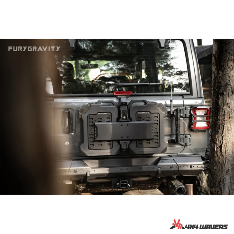 4x4wavers Fury Aluminum Multifunction Box -  Tailgate Equipment Integrated Set - Rear Integrated Kit with 2 Gas Cans Tanks and storage with numeric locks - 4X4 WAVERS