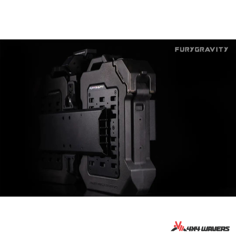 4x4wavers Fury Aluminum Multifunction Box -  Tailgate Equipment Integrated Set - Rear Integrated Kit with 2 Gas Cans Tanks and storage with numeric locks - 4X4 WAVERS