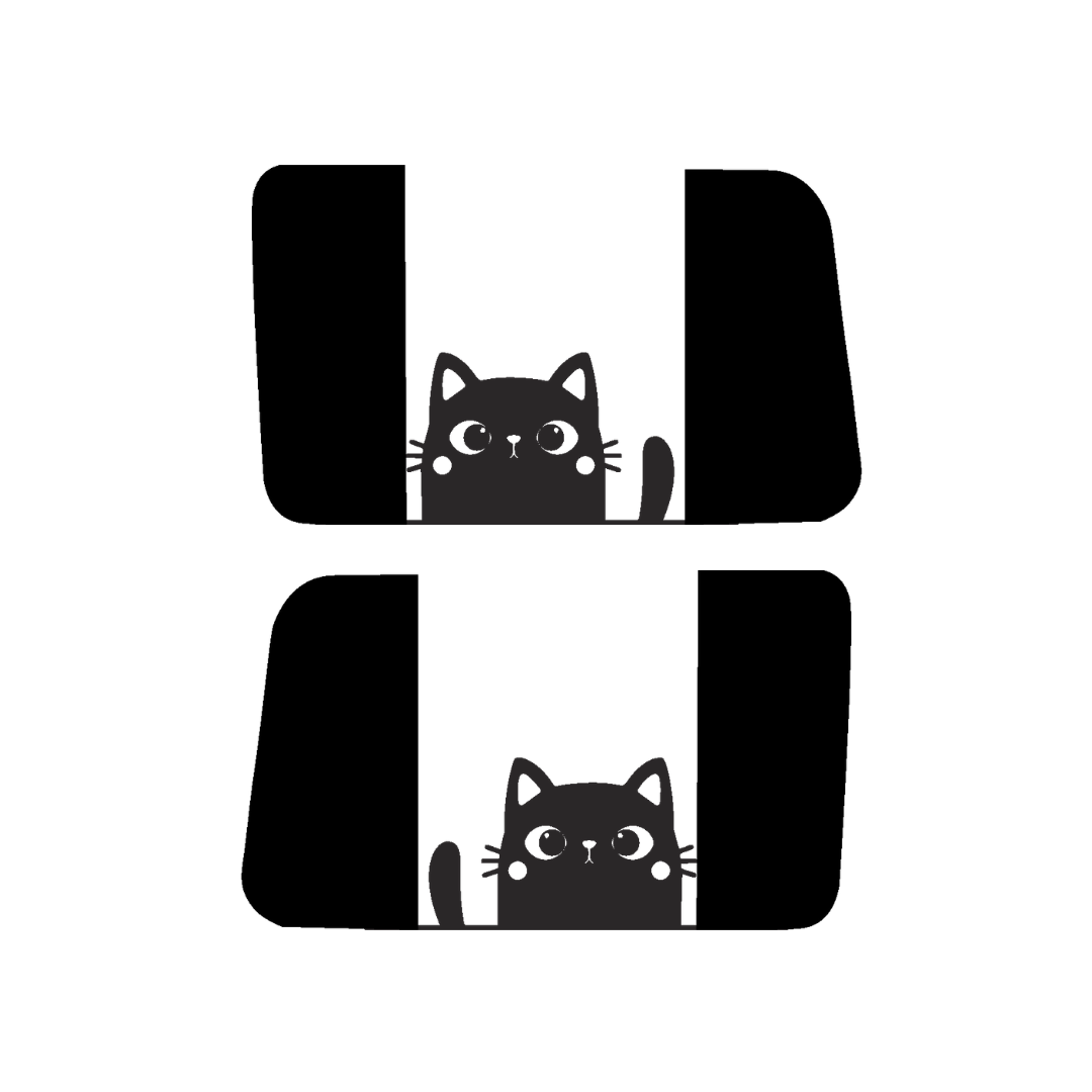 Rear Side Window Peeking Cat – Matte Black (Cut Avery Vinyl) for Wrangler jl/jlu/jk/jku/4xe – HARDTOP ONLY (Pair)