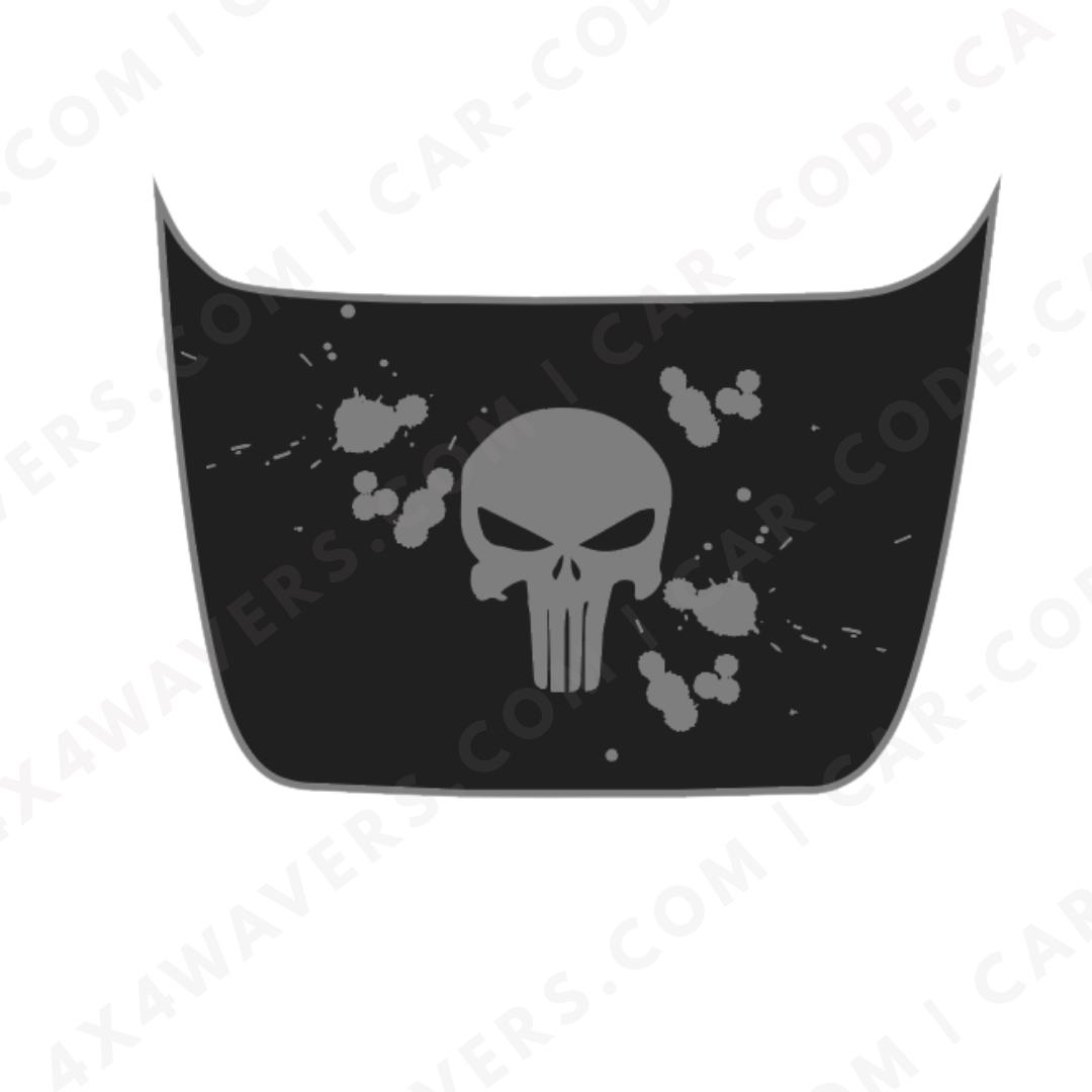 Ford F-150 Raptor Capot – Crâne & Éclaboussures de Peinture (Rouge/Gris/Bleu/Sable/Vert) – 2017–2025 – Vinyle Découpé Mat Imprimé 3M ou Avery