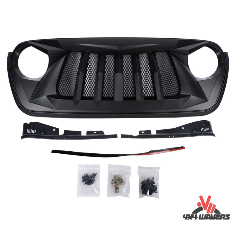 4x4wavers Grille - Curved Angry Style Front Grille for Jeep Wrangler  JL/4XE/JT - 4X4 WAVERS