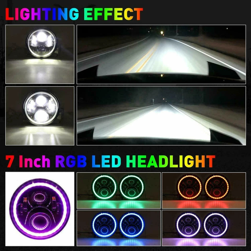 4X4Wavers 7 inch RGB LED Headlight and 4 inch RGB Fog Lights - 4X4 WAVERS