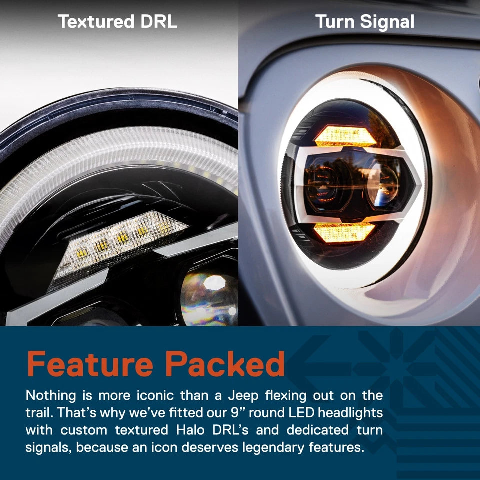 4X4Wavers 9 Inch Round LED Headlights Replacement - 4X4 WAVERS