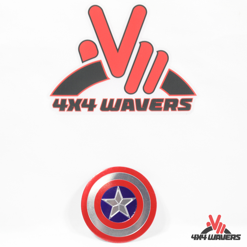 4x4wavers Offroad 4X4 Rated Aluminum Badge Decal, 4X4 3D Emblem - Captain America Shield Style Design - 4X4 WAVERS