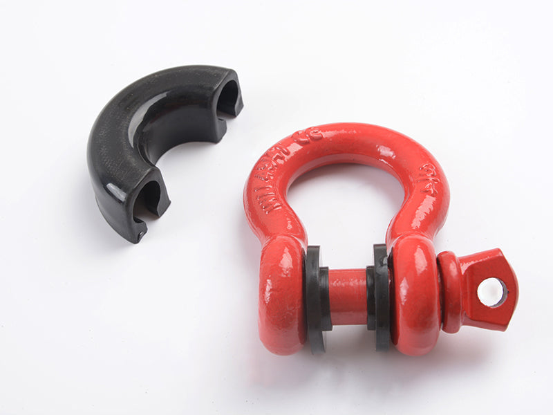 4x4wavers Red D-Ring Shackle with Black Cover(2pack) for all Jeep Wrangler - 4X4 WAVERS