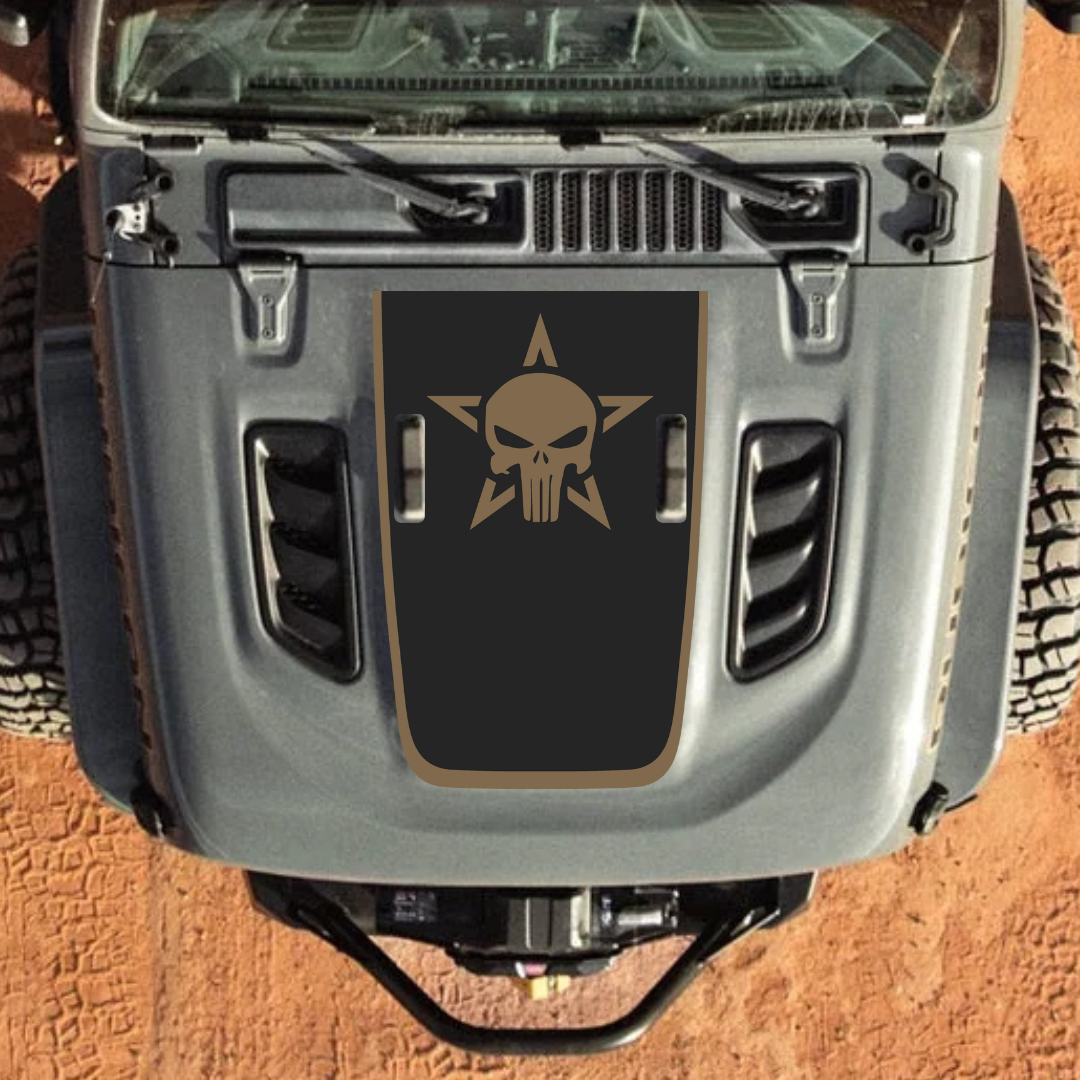 4x4wavers Punisher Decal Sticker Kit for JL Rubicon Hood β Vinyl Car Decals for Jeep Wrangler Models β Made in Canada
