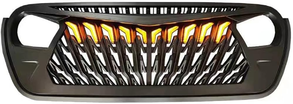 4X4wavers Matte Black Modified Shark Grille with 10 pc Amber LED Running Lights