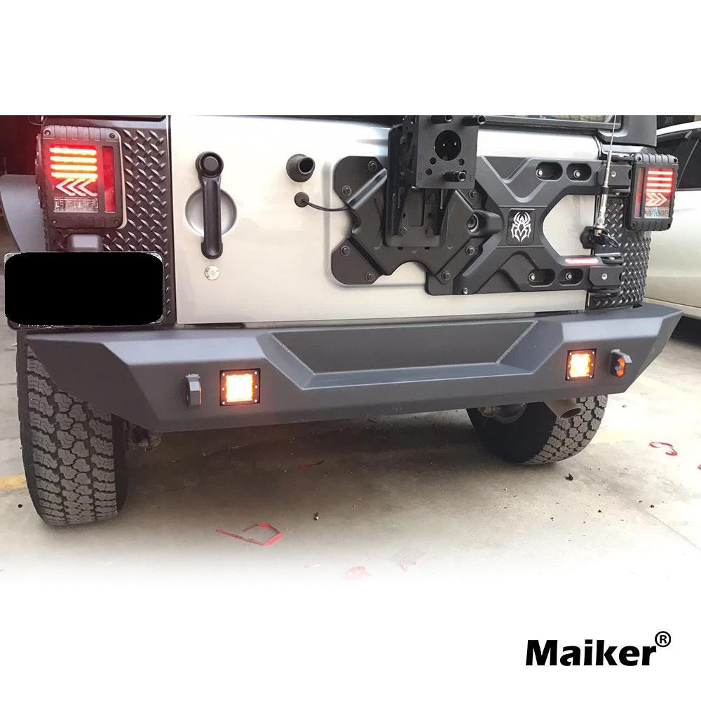4X4WAVERS Rear Bumper - Angry Face Style (Powder Coated Steel) - Jeep Wrangler JK/JKU 2007-2018 | Jeep fitment | OFFactory bumper by 4X4WAVERS (Ima...