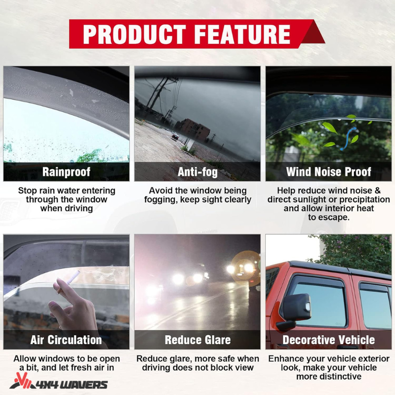 4x4wavers Side Window in-Channel Rain Guards & Sun Visor - 4X4 WAVERS