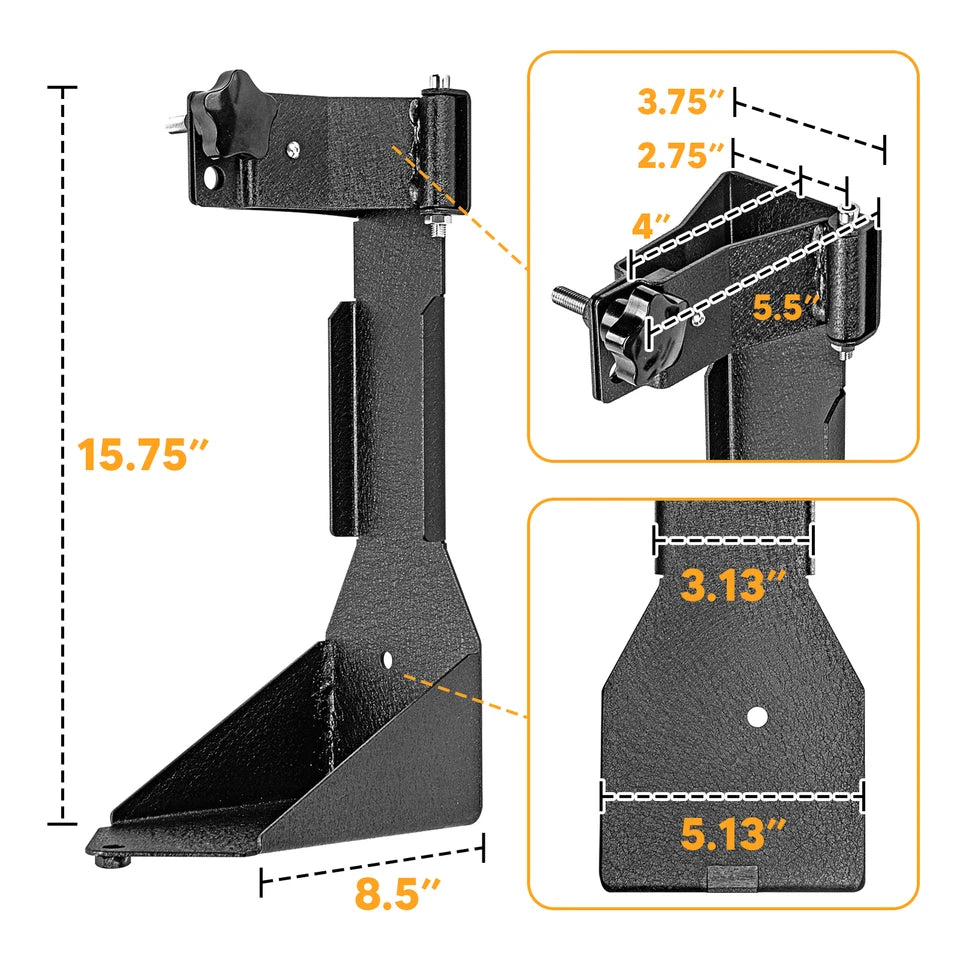 4X4Wavers Steel Rear Hi-Lift Jack Mount Holder Tailgate Bracket - 4X4 WAVERS