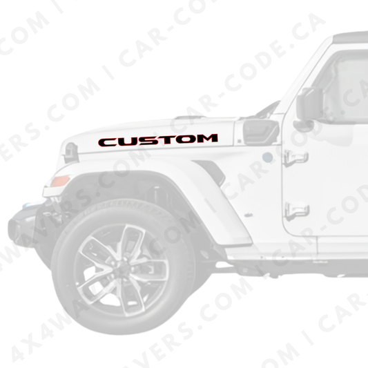 Kit d'autocollants personnalisés 4x4wavers pour côtés de capot – Autocollants en vinyle pour Jeep Wrangler – 2 autocollants personnalisés – Fabriqué au Canada