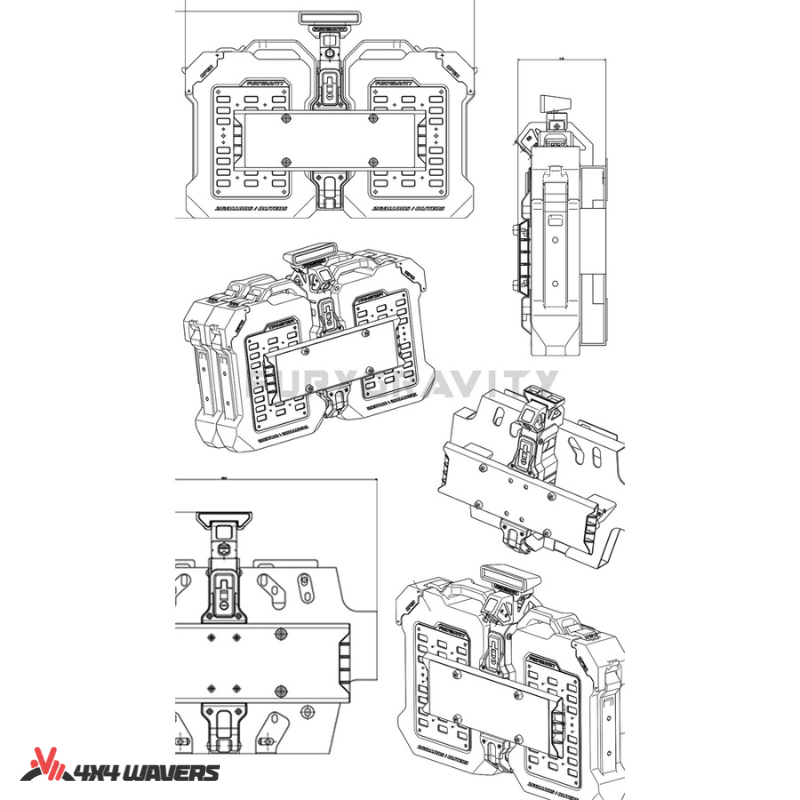 4x4wavers Fury Aluminum Multifunction Box - Tailgate Equipment Integrated Set - Rear Integrated Kit with 2 Gas Cans Tanks and storage with numeric locks - 4X4 WAVERS