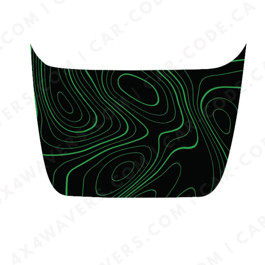 Ford F-150 Raptor Capot – Lignes topographiques audacieuses (Rouge/Vert/Bleu/Or/Gris) – 2017–2025 – Vinyle découpé mat imprimé 3M ou Avery