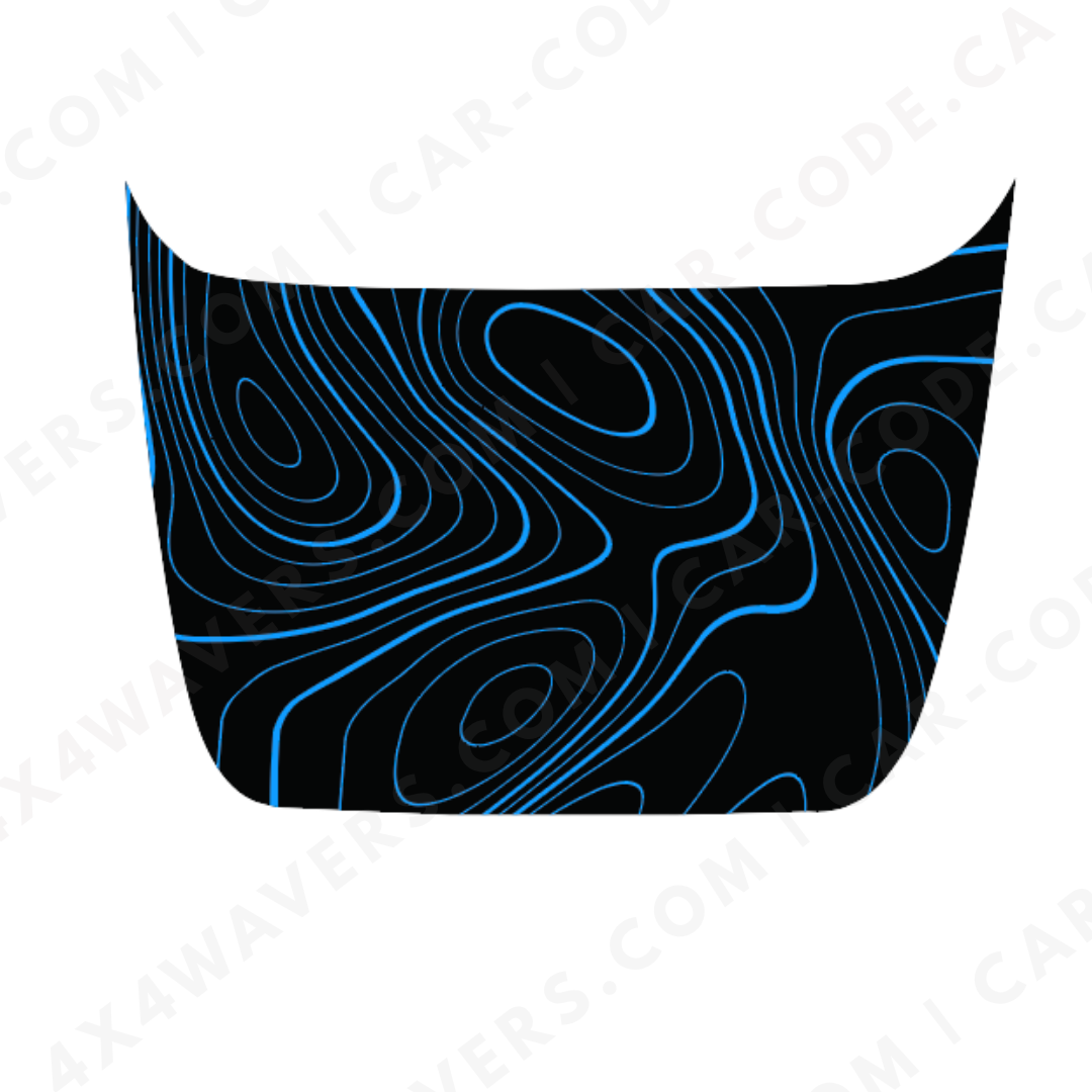 Ford F-150 Raptor Capot – Lignes topographiques audacieuses (Rouge/Vert/Bleu/Or/Gris) – 2017–2025 – Vinyle découpé mat imprimé 3M ou Avery