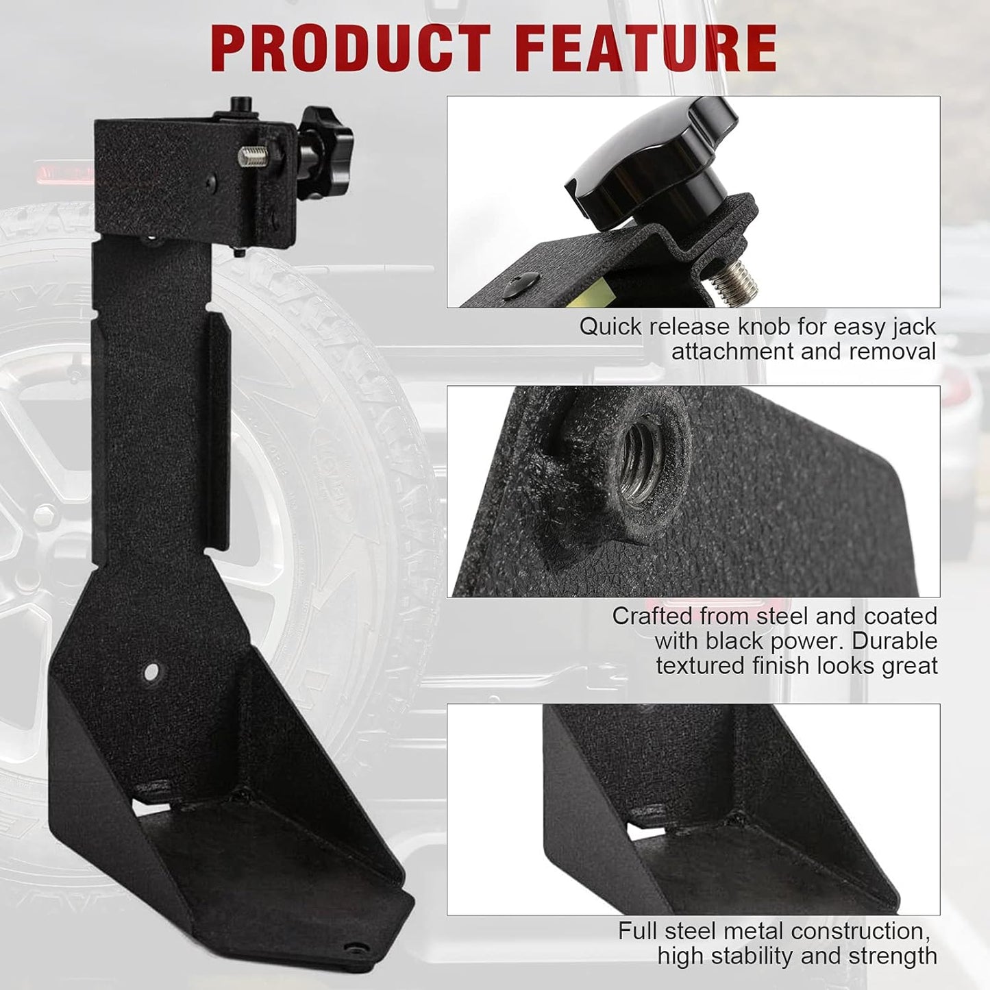 4x4wavers 48" Hi Lift Jack Rear Door Mount for Jeep Wrangler JK/JKU 2007-2018 (mount only) - 4X4 WAVERS