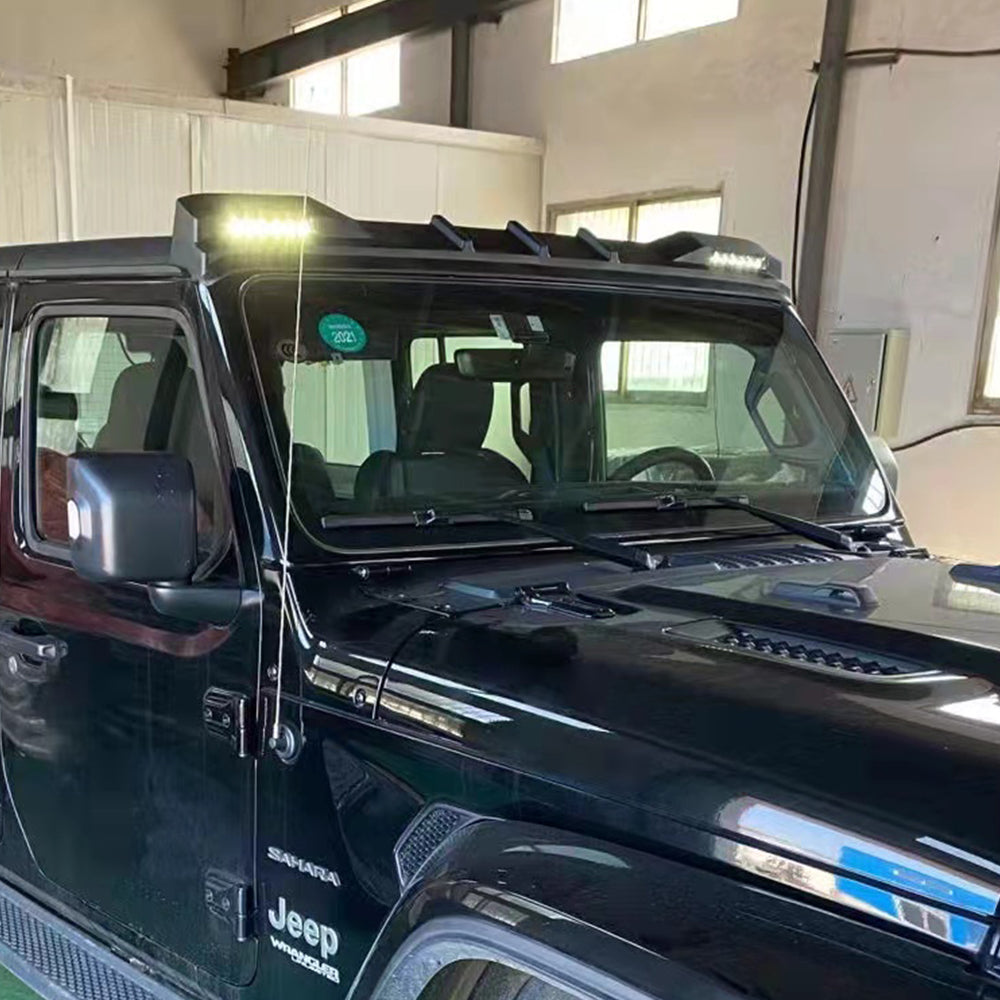 4X4WAVERS Horns Style Front Roof Spoiler with LED Light - Jeep Wrangler JL/JLU/4XE/JT 2018+ - 4X4 WAVERS