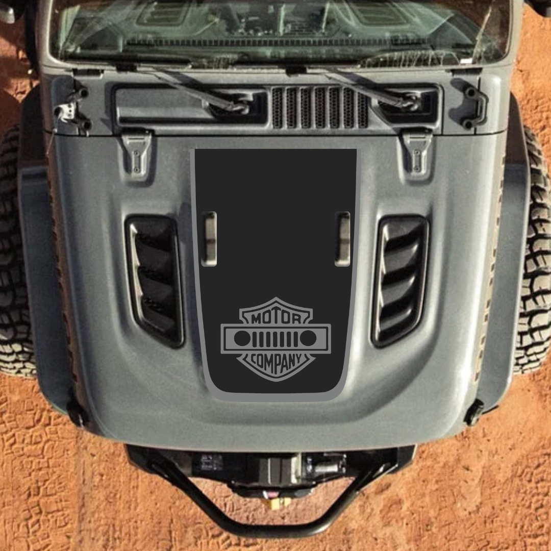 4x4wavers MOTOR COMPANY Decal Sticker Kit for JL Rubicon Hood β Vinyl Car Decals for Jeep Wrangler Models β Made in Canada