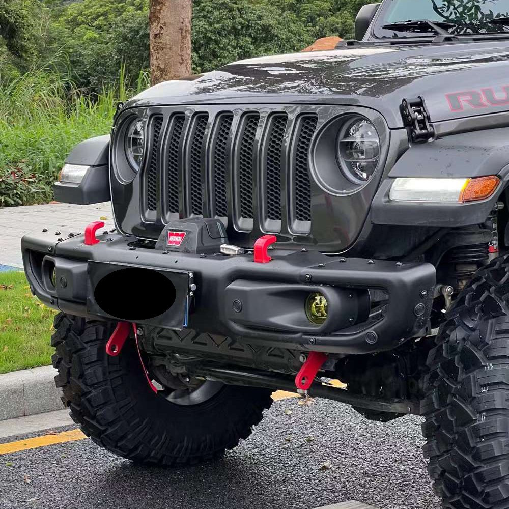 4x4wavers Front Bumper - 10th Anniversary Style with Sensor Holes - for Jeep Wrangler JL/JLU/4XE/JT-Gladiator 2018-2024 (fits 4 Doors & 2 Doors) - 4X4 WAVERS