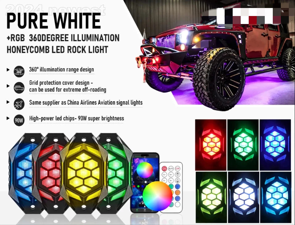 4X4Wavers New Upgraded RGBW LED Rock Lights Kit - 4X4 WAVERS
