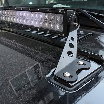 4X4Wavers Straight Work Light Bar Windshield Hood Mounts Bracket Kit for 20" - 22" LED Light Bar - 4X4 WAVERS