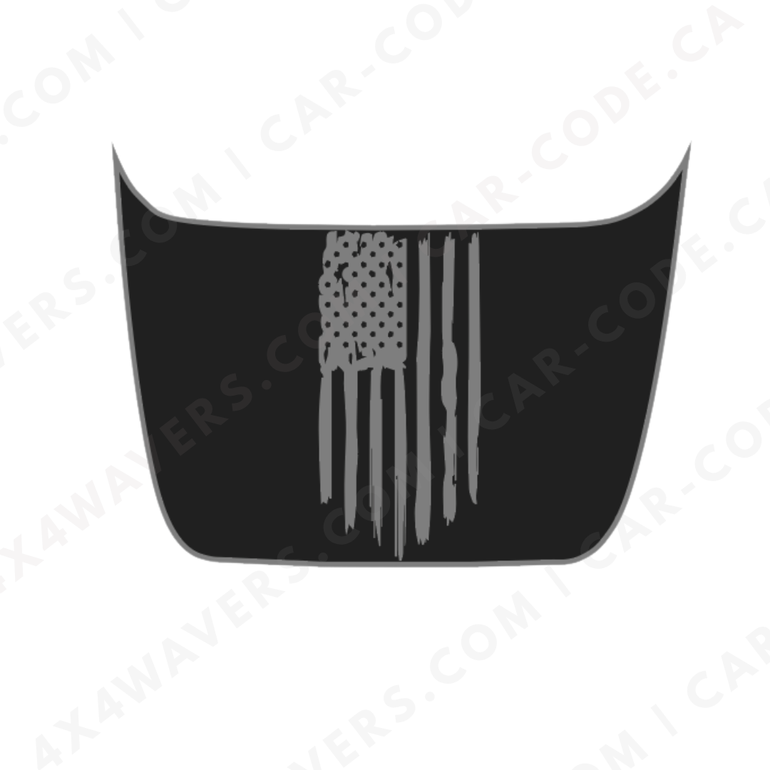 Panneau de capuche Drapeau déchiré – Options de couleur d'accent – Ford F-150 Raptor (Gen 2 2017–2020, Gen 3 2021–2024) – Vinyle découpé mat imprimé 3M ou Avery
