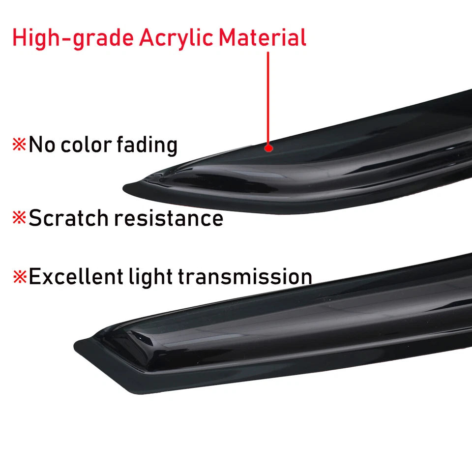 4x4wavers Window Visor in-Channel Rain Guards & Deflector - Jeep Wrangler JK (2 doors) 2007-2018 - 4X4 WAVERS