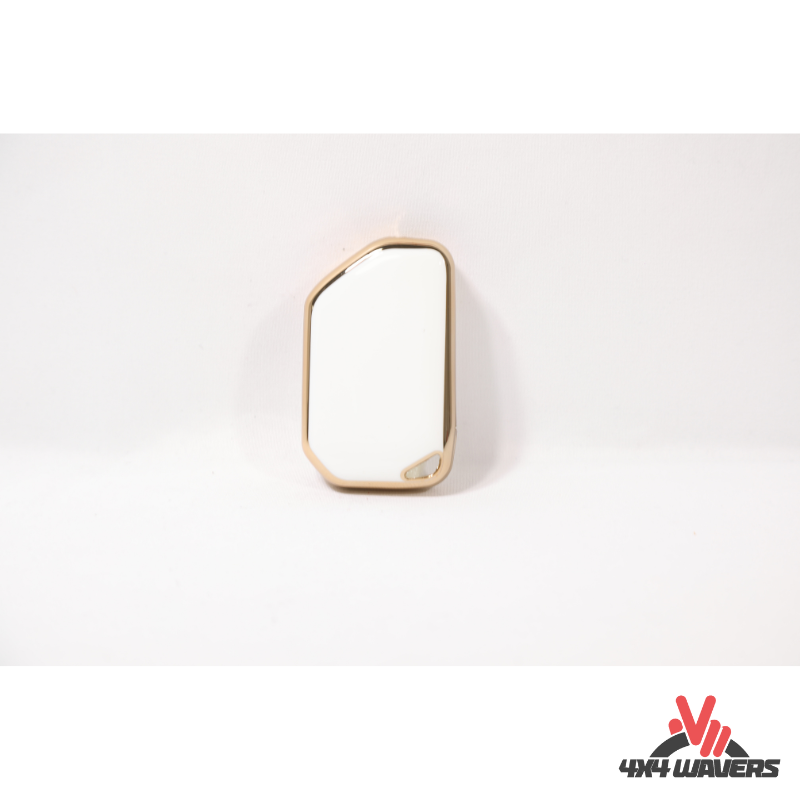4x4wavers Key FOB Full Protection Heavy Duty TPU Golden Case, White with Gold Edges - 4X4 WAVERS