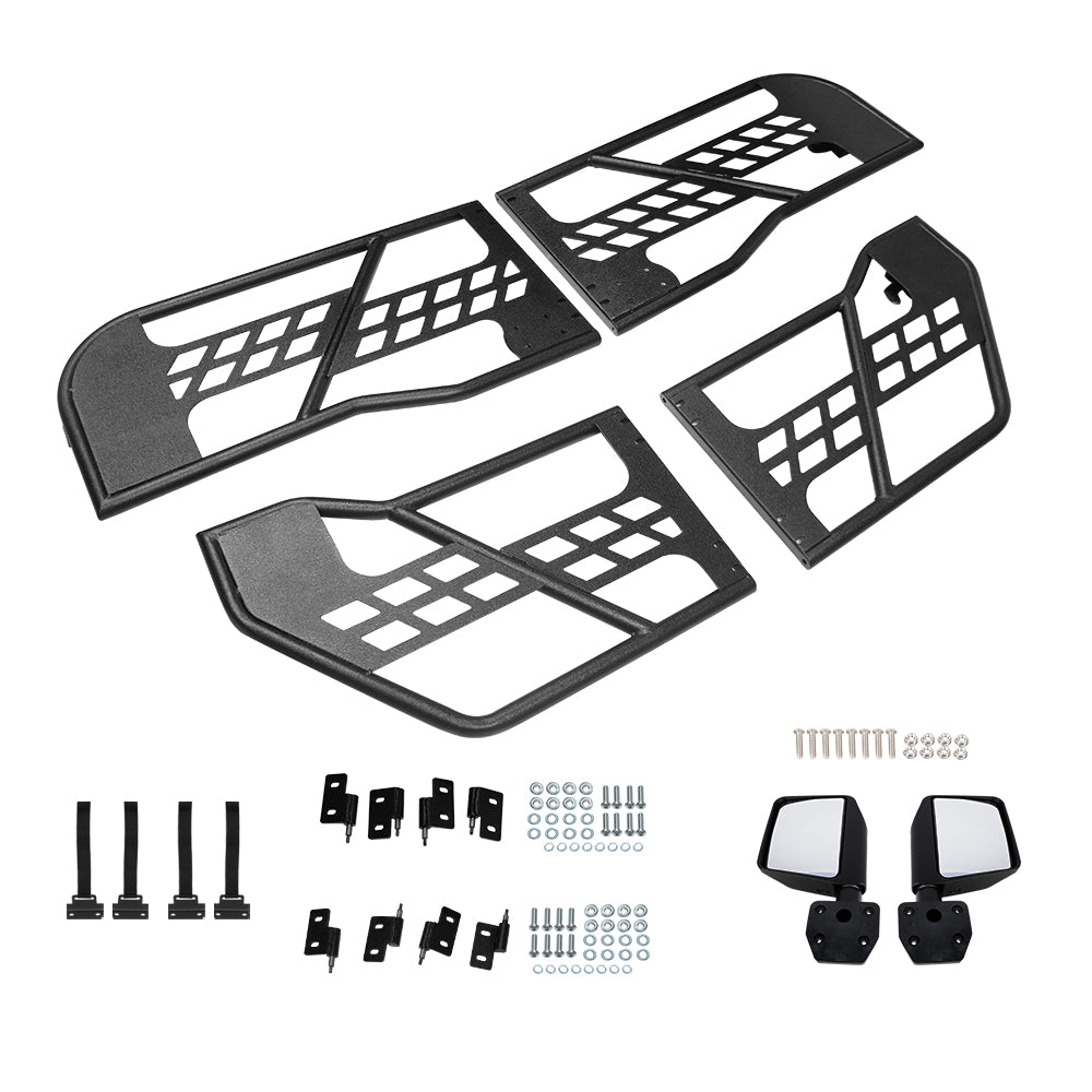 4X4WAVERS Tubular Half Doors with Side Rearview Mirrors - Freedom Style - Jeep Wrangler JLU/4XE 2018+ - 4X4 WAVERS